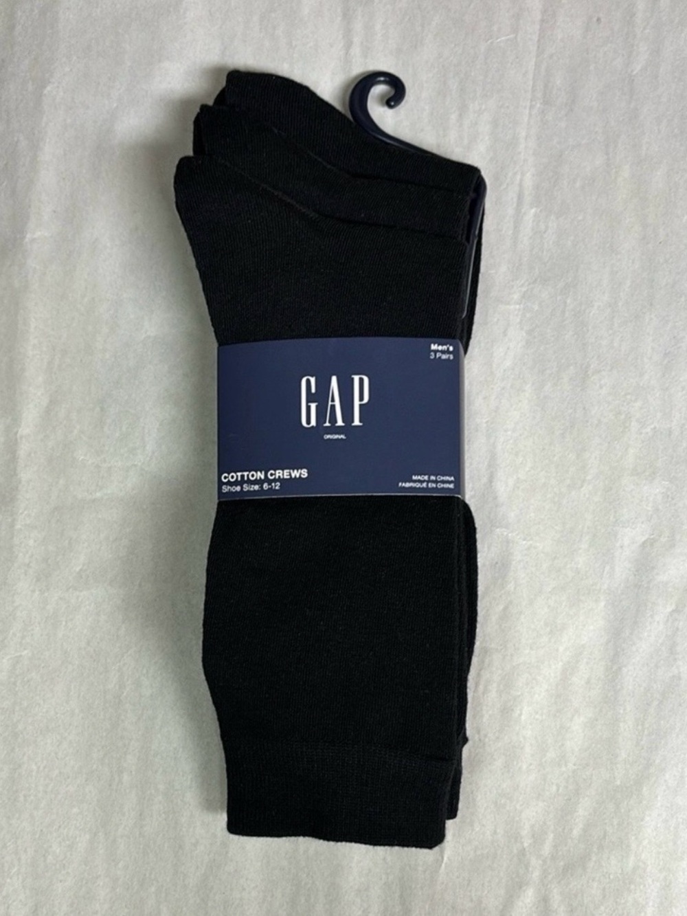 New Gap Socks Men’s 3 Pair Black Cotton Crews Business Casual Dress Preppy Socks